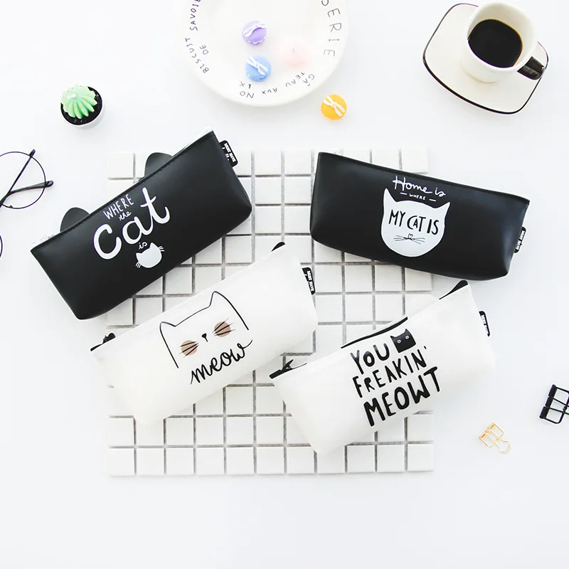 

Kawaii Novelty Cartoon Cat Silica Gel Pencil Case School Stationery Pen Bag Gift for Girl Boy Student
