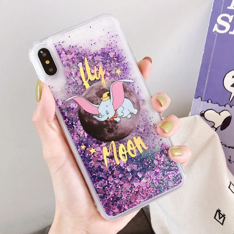 

For Xiaomi Redmi A1 A2 MAX MIX2 2S 3 Note 5 Plus 5X 6 6A 6X 7 Pro 8 Lite 9 9SE Cute Elephant Liquid Quicksand Case Cover Caqa