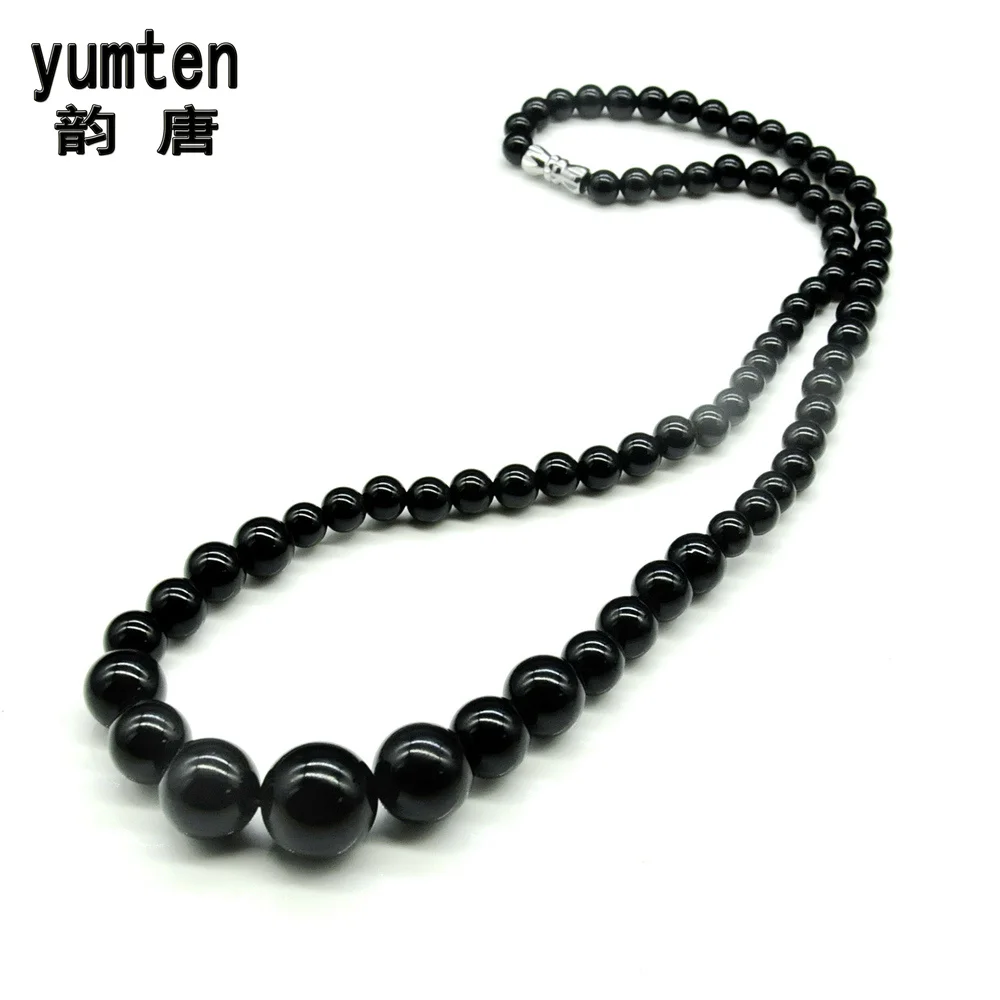 

yumten Natural crystal black agate tower chain collar collier ras du cou necklace women jewelery costume jade fine Holiday gifts