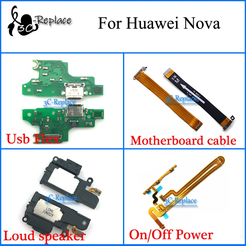 Гибкий кабель для материнской платы Huawei Nova CAN L01 L11 L02 L12 L03 L13 Usb громкий динамик вкл.