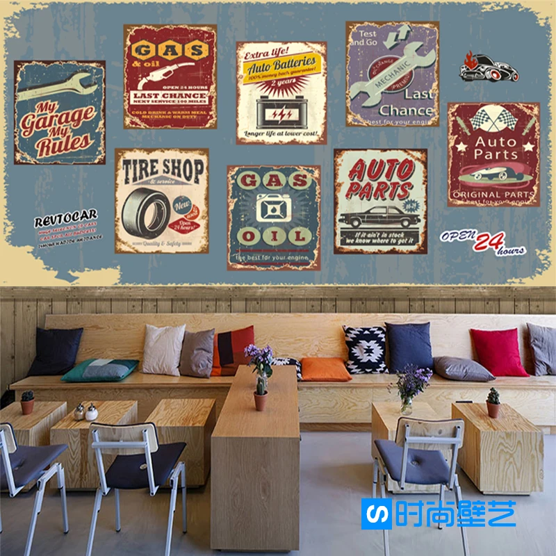 

Free Shipping 3D retro poster collage personalized wallpaper mural Cafe Lounge Bar restaurant wallpaper