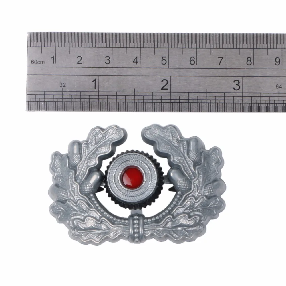  WW2 GERMAN VISOR CAP BADGE SILVER ARMY PANZER UNIFORM WREATH COCKADE