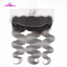 Ali Coco бразильское Тело Волна Кружева Фронтальная 1B/серый цвет 13*4 ухо к уху Кружева Фронтальная застежка Remy человеческие волосы фронтальная 8-20 дюймов