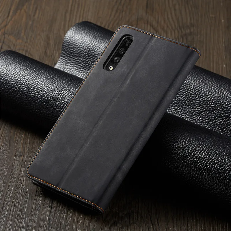 Luxury Leather A50 A51 A71 Case For Samsung Galaxy A70 A51 A40 A30 A20 A20E A10 M10 Strong Magnetic Wallet Flip Card Slots Cover