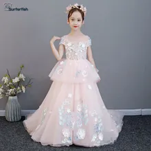 Surferfish/Детское платье принцессы Свадебное платье для девочек роскошное вечернее платье для девочек длинное платье принцессы с цветами на День святого Валентина