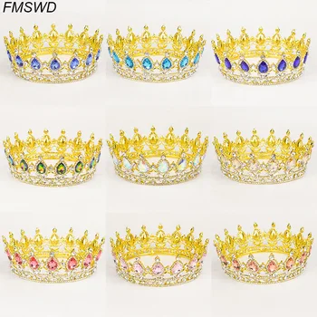

New Luxury Vintage Gold Color Queen Wedding Crown For Bride Crystal Tiara Baroque Bridal Crowns Fashion Head Jewelry Accessories