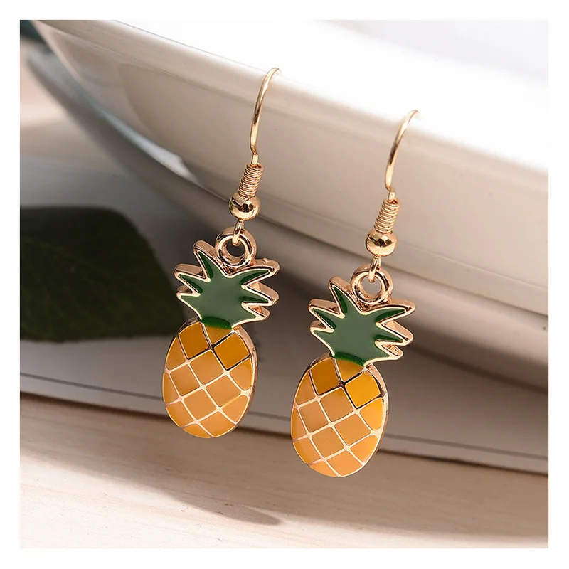 

Korean Cute Fruit Pineapple Earrings for Women Long Small Dangle Earrings Sweet Wild Temperament Earings Fashion Jewelry Female