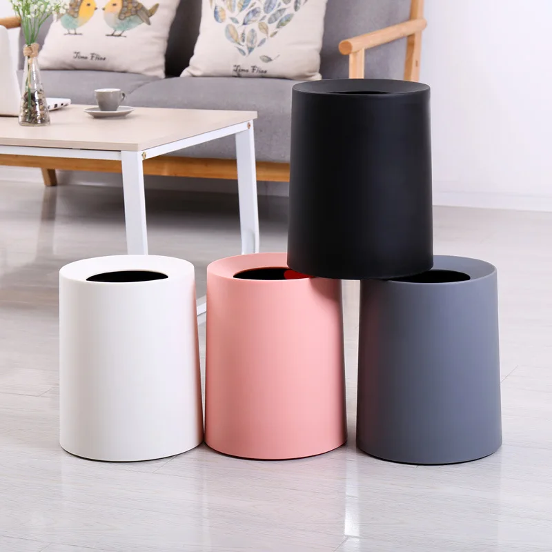 

8L Matte Trash Can Round Home Office Trash Bucket Double-layer Recycling Bin for Bathroom Trash Bin Waste Storage Box Household