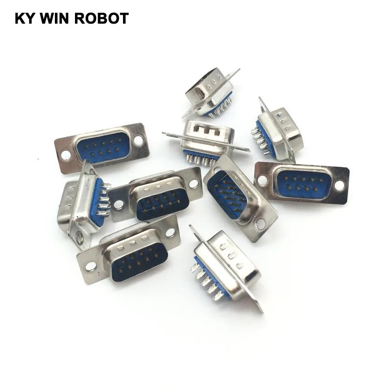 10Pcs NEW RS232 serial port connector DB9 male to Solder /Plug connector 9pin copper RS232 COM socket Adapter 10pcs new rs232 serial port connector db9 male to solder plug connector 9pin copper rs232 com socket adapter