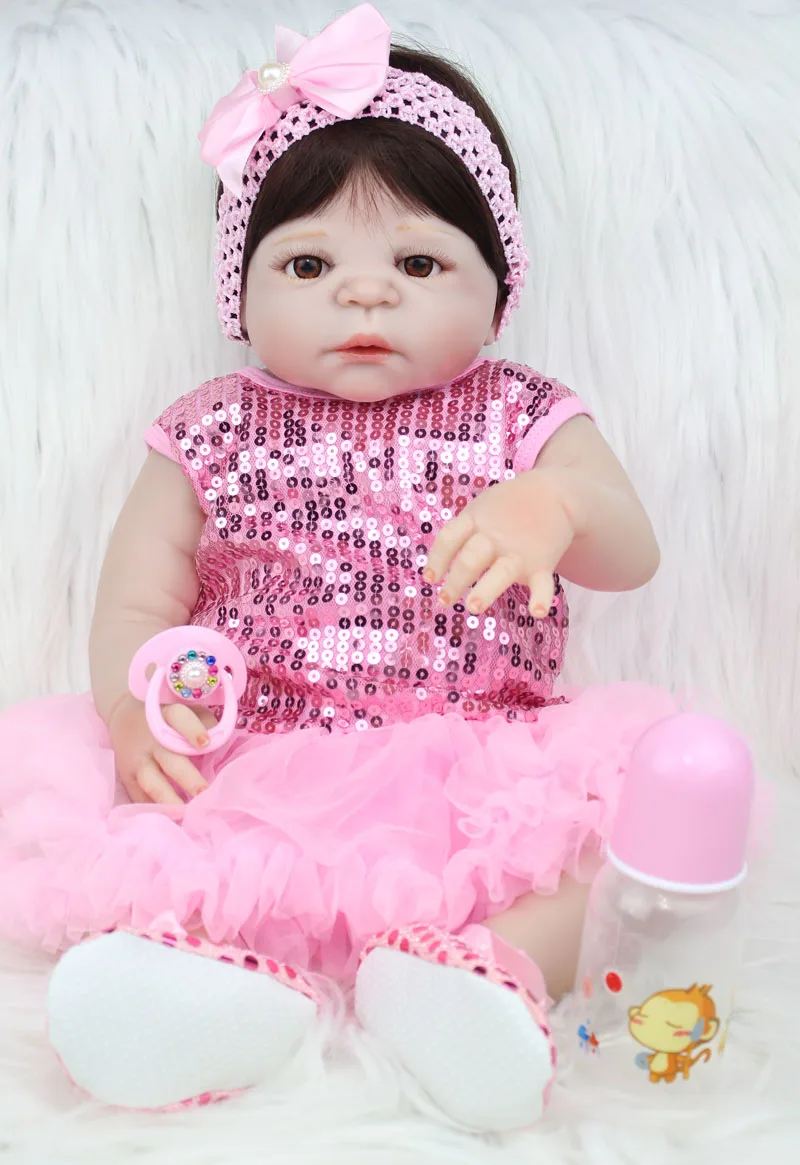 Продажа 55 см всего тела силикона Reborn Baby Doll игрушка как настоящие новорожденных принцессы для девочек младенцев кукла модная детская одежда подарок ...