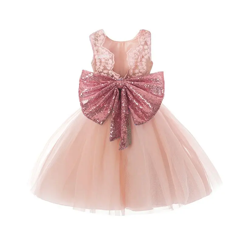 

Princess Girls Dresses Sleeveless Bow Dress for 1 year birthday party Toddler Costume Kids Gift Christening Wear Dresses