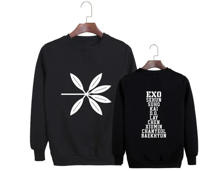 Пуловер с принтом и круглым вырезом Kpop exo war свободная толстовка унисекс надписью