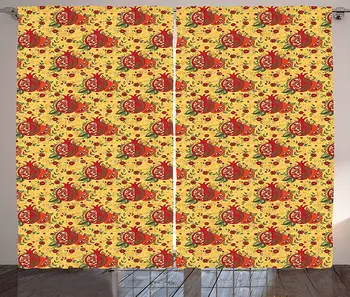 

Oriental Curtains Middle East Religious Pattern Happy New Year in Hebrew Letters Apple Pomegranate Living Room Bedroom Window