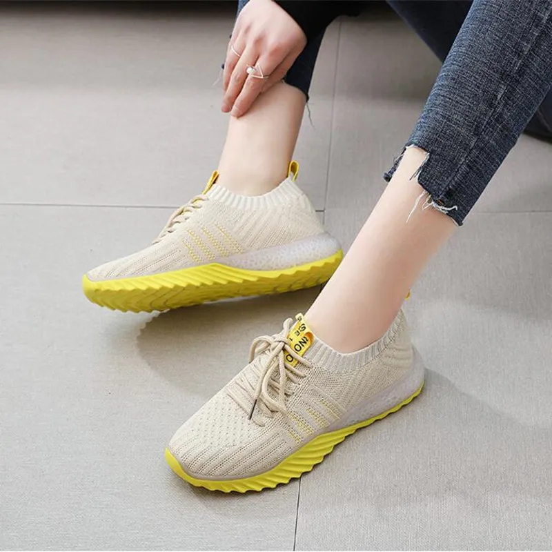 

2019 Women Sneakers Fashion Socks Shoes Casual White Sneakers Summer knitted Vulcanized Shoes Women Trainers Tenis Feminino