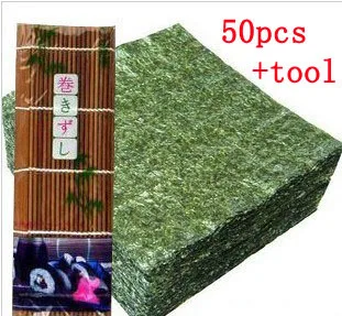 

wholesale high Quality Seaweed,nori for sushi Japanese nori sushi ,50pcs/set +Bamboo rolling mats nori tools top selling