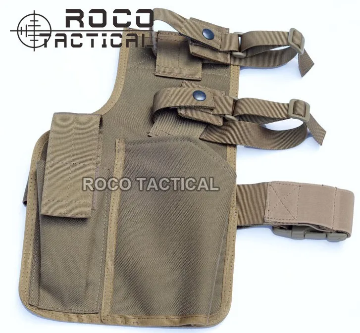 ROCOTACTICAL Warrior Swat MP9 ножная кобура с подсумок военный Molle ручной пистолет кобура из Cordura 1000D нейлон - Цвет: TAN