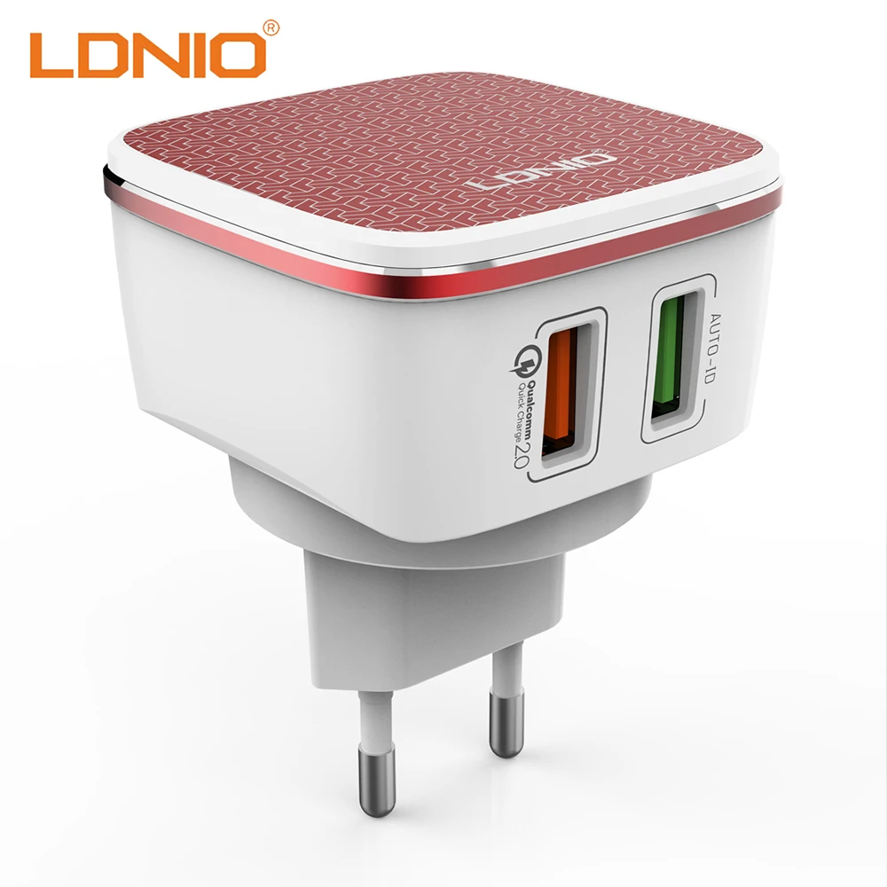 

LDNIO Quick Charge 3.0 5V/2.4A Travel Charger For Mobile Phone 2 USB Port EU UK US Plug Wall Charger Adapter With USB Cable