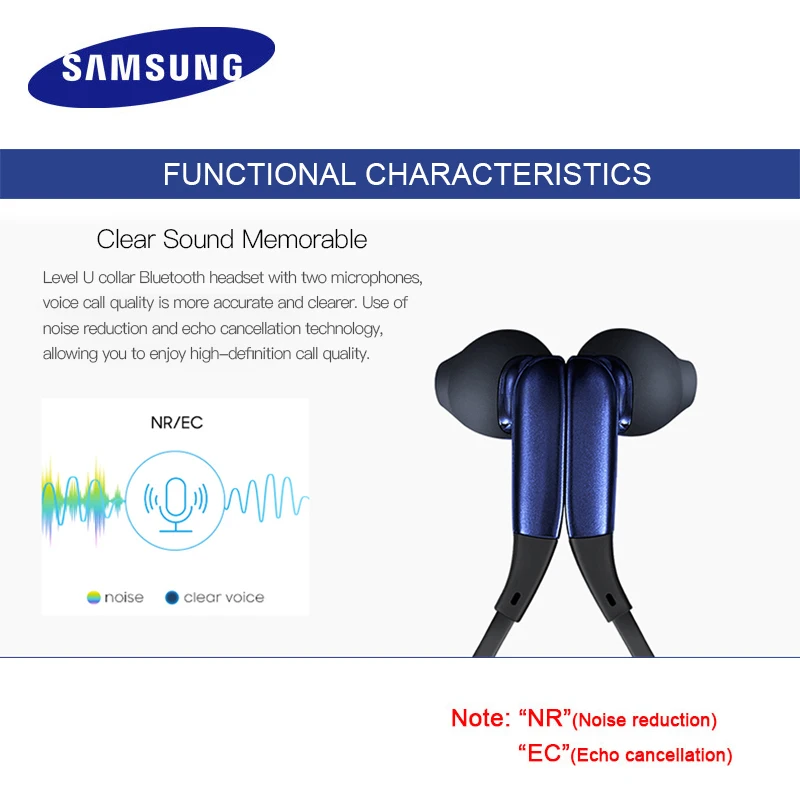 Оригинальные беспроводные Bluetooth наушники SAMSUNG Level U 4 1 с микрофоном спортивные