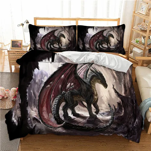 3D Dragon Bedding Set Game Duvet Cover With Pillowcases Twin Full Queen