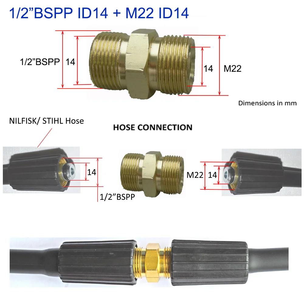 High Pressure Washer Car Washer Pipe Hose Cord Extension Connector