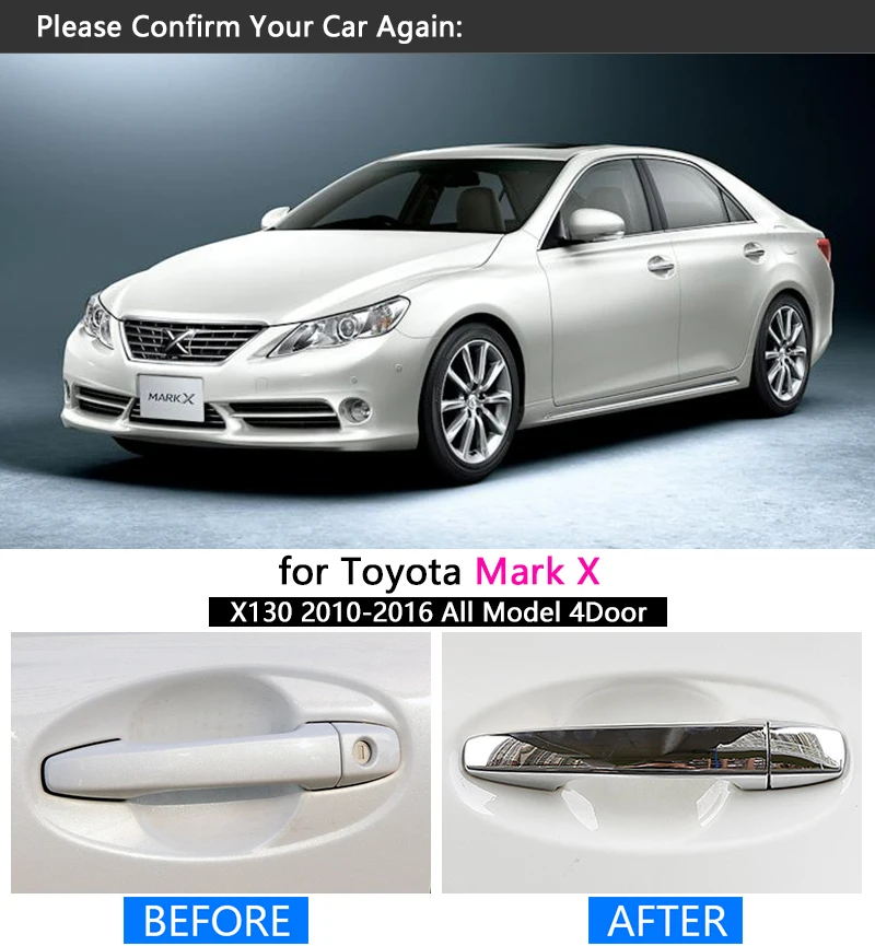 Набор хромированных накладок на ручки для Toyota Mark X 2010 2016 отделки 2011 2012 2013 2014 2015