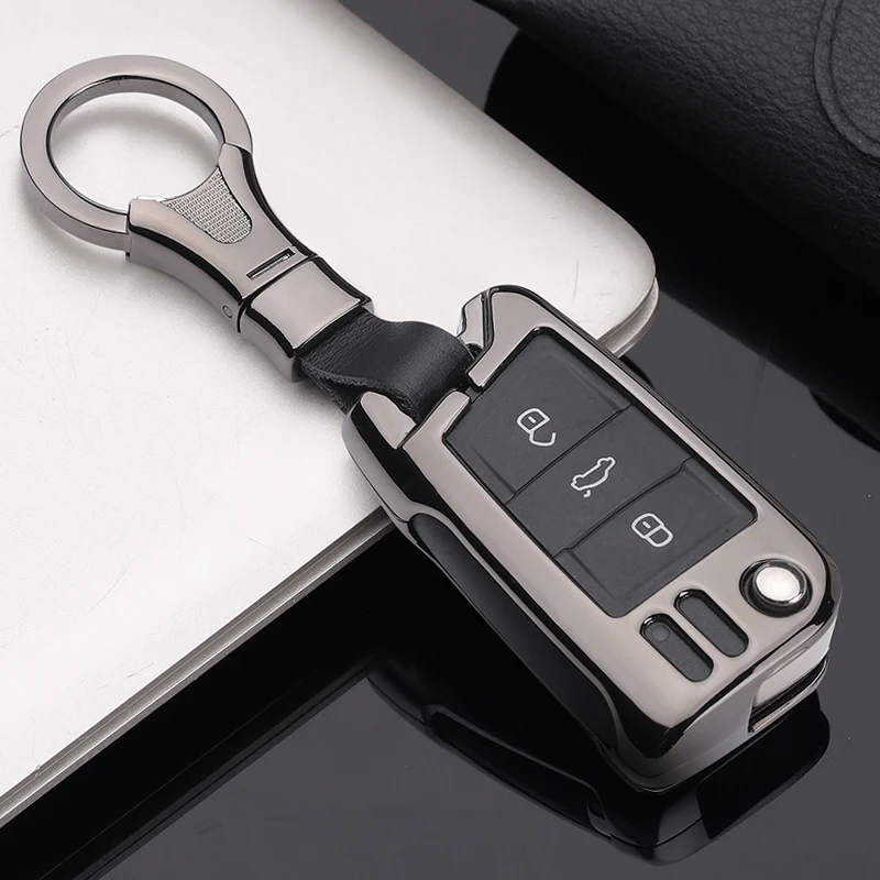 

Auto Key Shell Hot Fashion Car Auto Remote Key Cover Chain Holder Skin Case Shell for Volkswagen vw Skoda