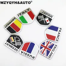 3D Aluminum car Flag sticker accessories For VW/mazda/ mitsubishi/audi/hyundai /opel /skoda/ford LADA Renault car styling
