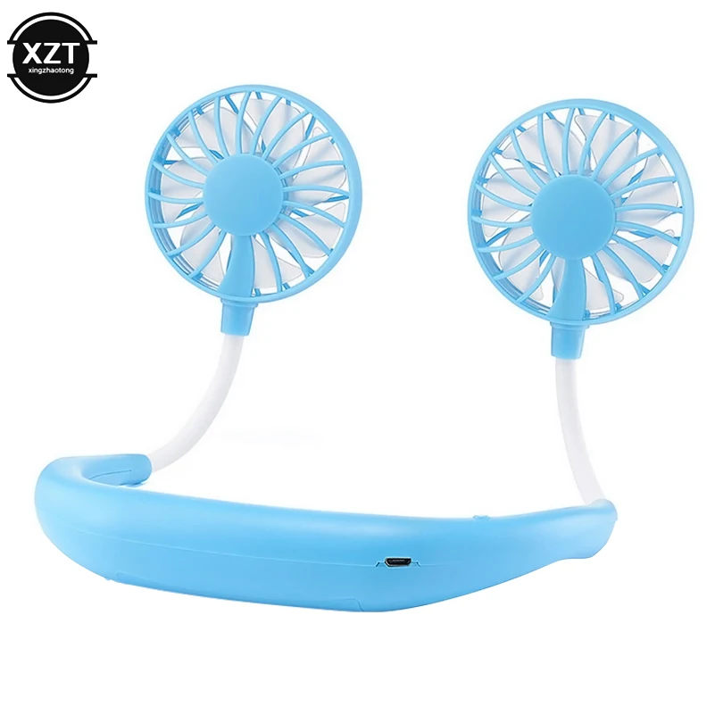 Mini Portable Neck Band Hands-Free Hanging Fan Cool Air Travel Cooler Cooling USB Mini Fans Power for Sports Office Outdoor Home