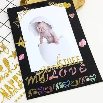 

6PCS/LOT Hot Stamping Glitter Cute Stickers Scrapbooking Handmade Sticker Album Stationery Sticker For Planner