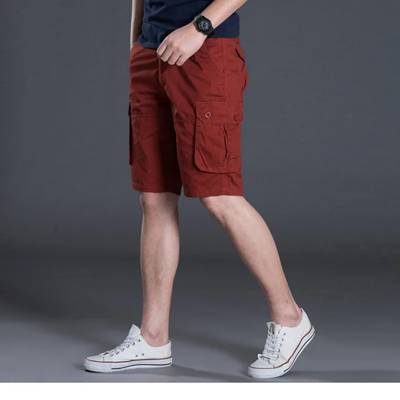 

Mens Breeches Summer Short Baggy Multi Pocket Zipper Men Hot Male Khaki Grey Plus Size Casual Cotton Black Long Cargo Shorts Men