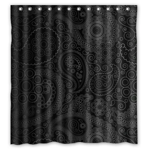 Custom Black Charcoal Paisley Diamond Pattern Waterproof Shower Custom Black Charcoal Paisley Diamond Pattern Waterproof Shower Curtain Bathroom Products Curtains Size 48x72 60x72