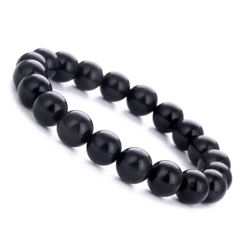 

KYSZDL 100%Natural Obsidian Round Bead Bracelet Women 8MM Obsidian Beaded Bracelet Jewelry Gifts