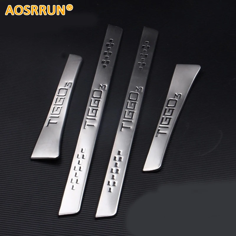 

AOSRRUN Free Shipping stainless steel scuff plate door sill car-styling car accessories for Chery tiggo 3