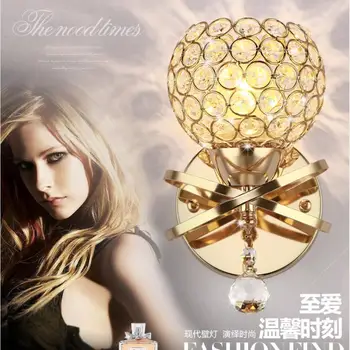 

Modern stainless steel crystal Wall lamps led lamps bedroom, study led Wall lamp New E27 led lustre Silver/ gold Wall lighting
