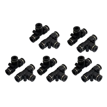 

IMC Hot 10 Pcs Pneumatic 6mm to 6mm Push In Connector Tee Shaped Quick Fittings