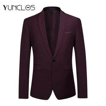 

YUNCLOS Men's Solid Blazers Wedding Party Dress Blazer & Trousers Slim Fit One Button Suit Blazers Male Suit Blazers Jackets
