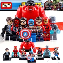 DR. TONG 80 шт./лот, супергерои, Железный человек, Капитан Америка, супер-адаптоид, красная она-Халк, Marvel, строительные блоки, детские игрушки X0151