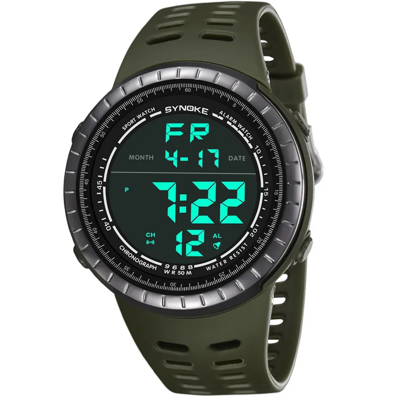 Relogio Masculino Men Watch LED Military Waterproof Digital Wrist Watch Sports Electronics Watches Male Clock With Box Horloges - Цвет: green