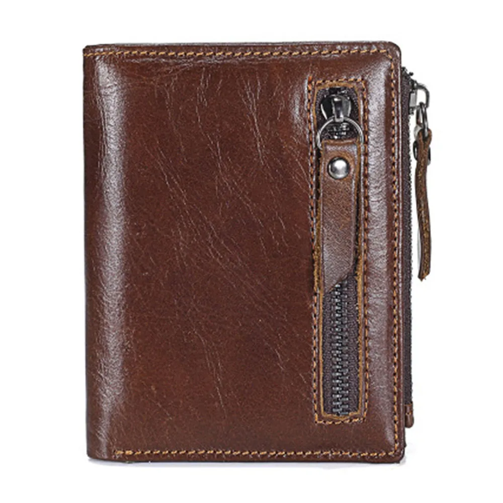 

New Genuine Leather Mens Wallet Man Zipper Short Coin Purse Brand Male Cowhide Credit&id Wallet Multifunction Small Wallets 2019