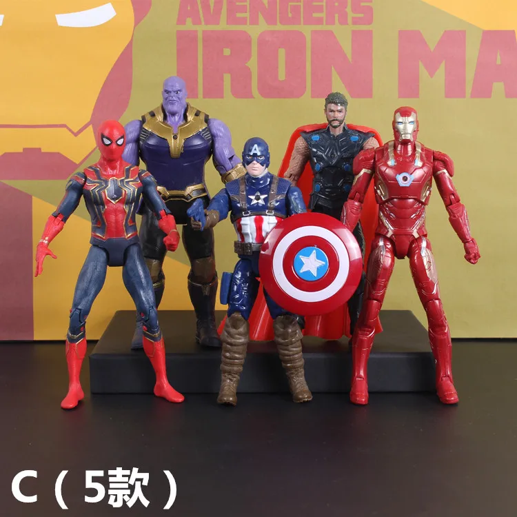 16-18CM Avengers 3 Infinity War Thanos Iron Spider Figure Spiderman Hulk Black Panther Iron Man Action Figure Toys For Kids