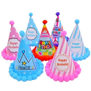 

Birthday Party Hat Children Adult Party Dress Up Party Pointed Hat Dot Pompon Hair Ball Hat Wholesale Christmas Halloween