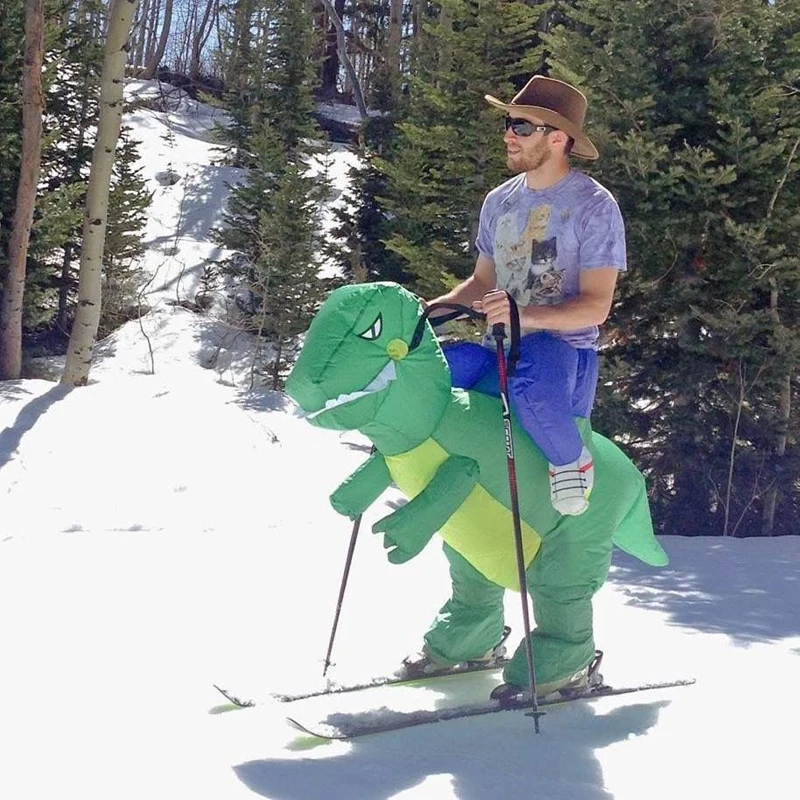 

Purim Party Inflatable Dinosaur Costume Fan Operated Adult Size Halloween Cosplay Dino Rider T-Rex