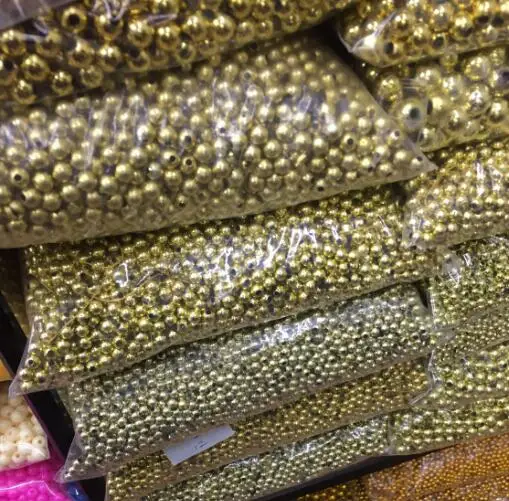

500g 6mm 8mm ABS Plastic Beads Round With Hole Painted Silver Gold White Pearl Beads for Decoration