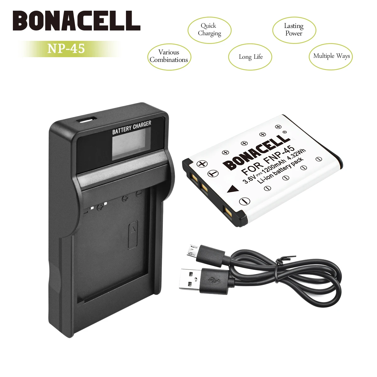 Bonacell Li-40B Li ion аккумулятор 40B 42B Батарея+ ЖК-дисплей Зарядное устройство для цифровой камеры Olympus Li-42B NP-45 для Nikon EN-EL10 D-Li108 NP-80 CNP80 KLIC-7006 L50 - Цвет: 1X Battery Charger