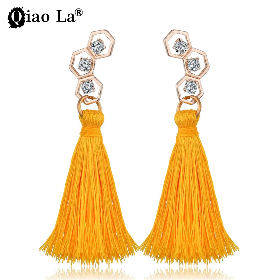 

New Popular Tassel Earrings For Women Jewelry Alloy Rhinestone Color Long Tassel Earrings Women Jewelry Party Girl Gift Bohemia