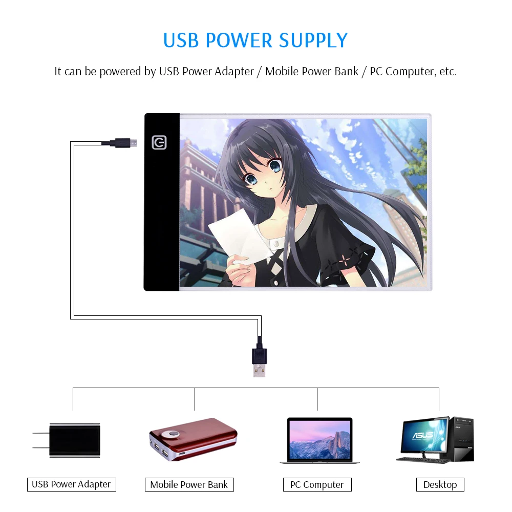 Chipal 디지털 a5 그래픽 타블렛 드로잉 패드 아트 그래픽 태블릿 led 라이트 박스 전자 usb 페인팅 복사 보드 쓰기