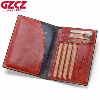 

GZCZ Genuine Leather Women Wallet Female Passport Card Holder Coin Purse Small Walet Clamp For Money Super Thin Portomonee