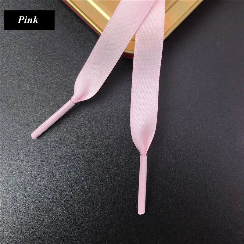 New 15 Color 1 cm Width Satin Silk Ribbon Shoelaces 80/100/120/150 CM Length Sneaker Sport Shoes Lace Drop Shipping S-2