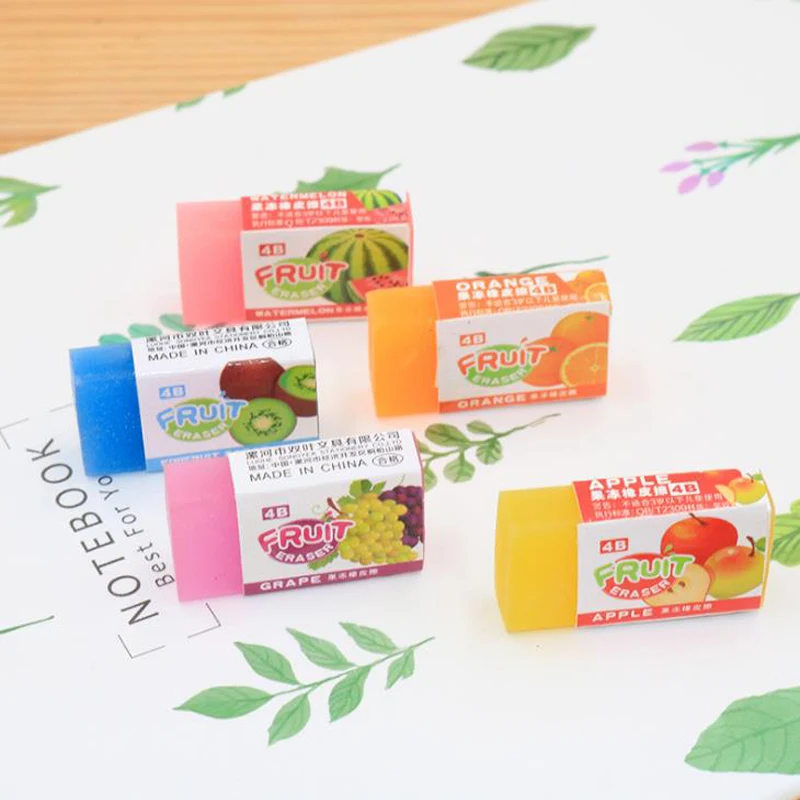 

6 Pcs Hot Cute Jelly Color Mini Square 4B Rubber Eraser Kawaii Stationery School Supplies Gift Toy for Kids Pencil Eraser