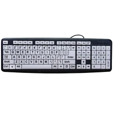Large Print Computer Keyboard With White Keys & Black Letters For Visually Impaired Large Print Computer Keyboard With White Keys & Black Letters For Visually Impaired